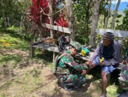Peduli Kesehatan Satgas Pamtas Kewilayahan Yonif 521/DY Berikan Pelayanan Kesehatan Gratis di Distrik Eragayam